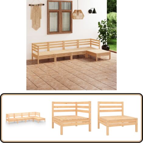 5-tlg. Garten-Lounge-Set Kiefer Massivholz - Outdoor Lounge Set - Gartenmöbel - Rattan Möbel - Kiefernholzmöbel - Garten Sofa