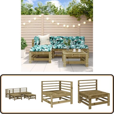 5-tlg. Garten-Lounge-Set Kiefernholz Imprägniert - Gartenmöbel - Loungeset - Rattan Möbel - Outdoor Furniture - Gartensitzgruppe