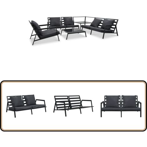 5-tlg. Garten-Lounge-Set mit Auflagen Aluminium Dunkelgrau - Alu Gartenmöbel - Gartenloungesessel - Outdoor Möbel - Wohnzimmer Im Freien - Wetterfestes Sofa