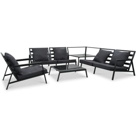 vidaXL Garten-Lounge-Set mit Auflagen Aluminium Dunkelgrau - 4