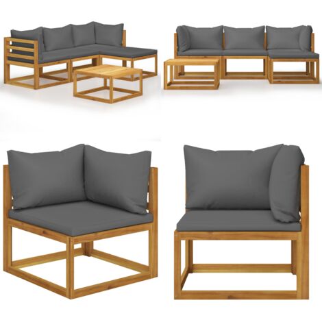 5-tlg. Garten-Lounge-Set mit Auflagen Massivholz Akazie - Garten-Lounge-Set - Garten-Lounge-Sets - Home & Living