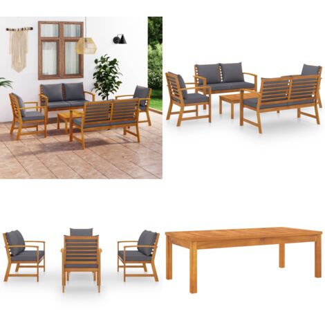 5-tlg. Garten-Lounge-Set mit Auflagen Massivholz Akazie - Gartengeräte - Loungemöbel - Gartenmöbel-Set - Holz Lounge Set - Akasienholzmöbel - Home & Living