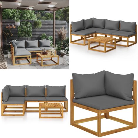 5-tlg. Garten-Lounge-Set mit Auflagen Massivholz Akazie - Gartenmöbel - Loungesessel - Holzsessel - Outdoor Möbel - Esszimmergarnituren - Home & Living