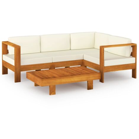 vidaXL Akazie Gartensofa 4-Sitzer mit Auflagen Mittelsofa Sofa Mehrere Auswahl