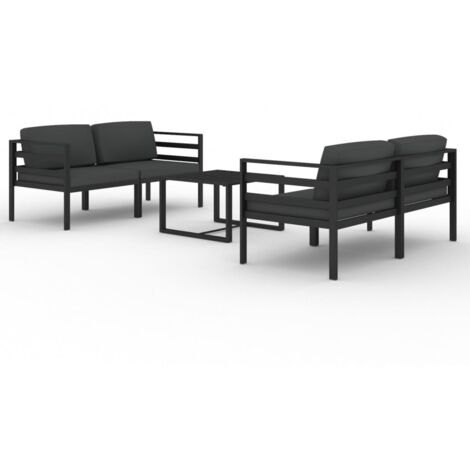 5-tlg. Garten-Lounge-Set mit Kissen Aluminium Anthrazit vidaXL