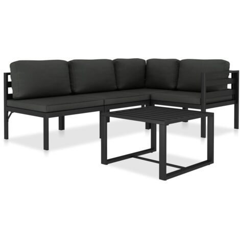 4-tlg. Garten-Lounge-Set mit Kissen Aluminium Anthrazit | vidaXL