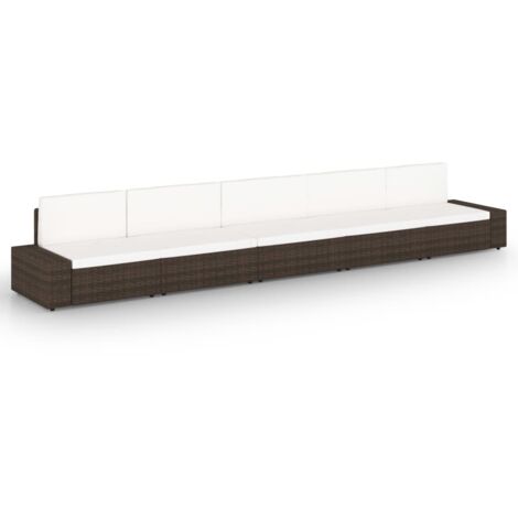 5-tlg. Garten-Lounge-Set mit Kissen Braun Poly Rattan vidaXL