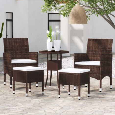 5-tlg. Garten-Lounge-Set Poly Rattan Braun vidaXL355771