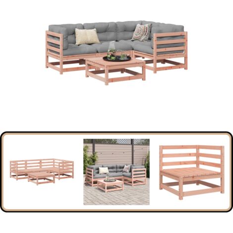 5-tlg. Garten-Sofagarnitur Massivholz Douglasie - Gartensofa - Douglasienholz - Gartenmöbelset - Loungemöbel - Außengartenmöbel