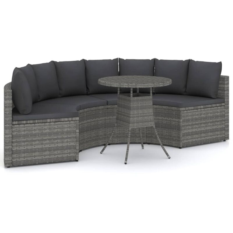5-tlg. Garten-sofagarnitur Mit Auflagen Poly Rattan Grau Vidaxl