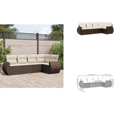 5-tlg. Garten-Sofagarnitur mit Kissen Braun Poly Rattan - Garten Sofagarnitur - Garten Sofagarnituren - Outdoor Sofagarnitur - Sofagarnitur Terrasse