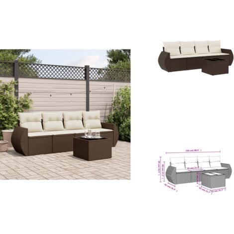 5-tlg. Garten-Sofagarnitur mit Kissen Braun Poly Rattan - Garten Sofagarnitur - Garten Sofagarnituren - Outdoor Sofagarnitur - Sofagarnitur Terrasse