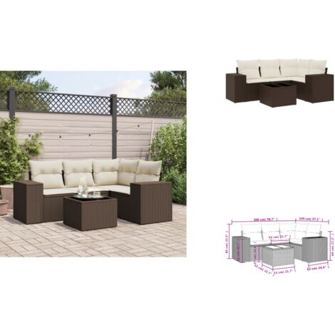 5-tlg. Garten-Sofagarnitur mit Kissen Braun Poly Rattan - Garten Sofagarnitur - Garten Sofagarnituren - Outdoor Sofagarnitur - Sofagarnitur Terrasse