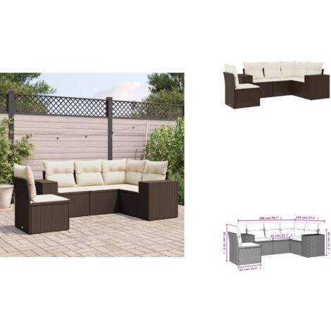 5-tlg. Garten-Sofagarnitur mit Kissen Braun Poly Rattan - Garten Sofagarnitur - Garten Sofagarnituren - Outdoor Sofagarnitur - Sofagarnitur Terrasse