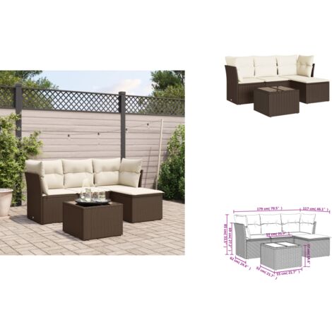 5-tlg. Garten-Sofagarnitur mit Kissen Braun Poly Rattan - Garten Sofagarnitur - Garten Sofagarnituren - Outdoor Sofagarnitur - Sofagarnitur Terrasse