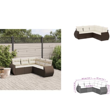 5-tlg. Garten-Sofagarnitur mit Kissen Braun Poly Rattan - Garten Sofagarnitur - Garten Sofagarnituren - Outdoor Sofagarnitur - Sofagarnitur Terrasse