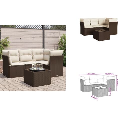 5-tlg. Garten-Sofagarnitur mit Kissen Braun Poly Rattan - Garten Sofagarnitur - Garten Sofagarnituren - Outdoor Sofagarnitur - Sofagarnitur Terrasse