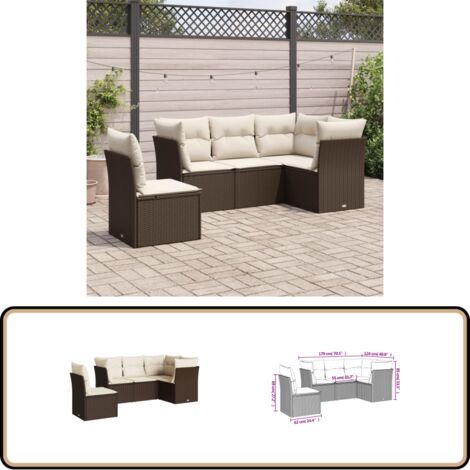 5-tlg. Garten-Sofagarnitur mit Kissen Braun Poly Rattan - Gartenmöbel - Outdoor Möbel - Rattan Sofa - Lounge Set - Gartengestelle