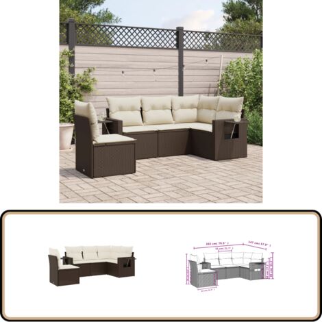 5-tlg. Garten-Sofagarnitur mit Kissen Braun Poly Rattan - Gartenmöbel - PE-Rattan Möbel - Outdoor Möbel - Lounge Set - Sofasatz