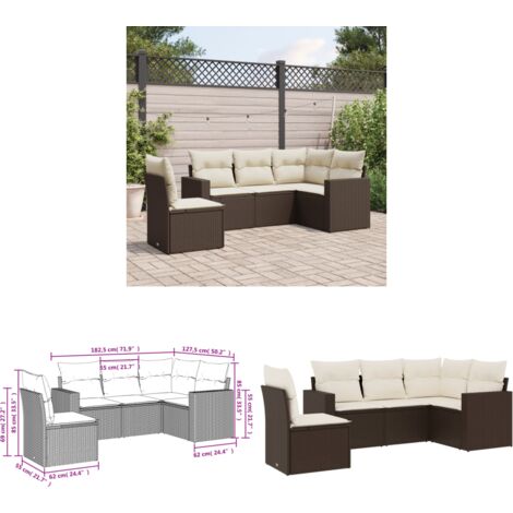 5-tlg. Garten-Sofagarnitur mit Kissen Braun Poly Rattan - Gartensofas - Outdoor Möbel - Gartenmöbelset - PE-Rattan - Lounge Set - Home & Living