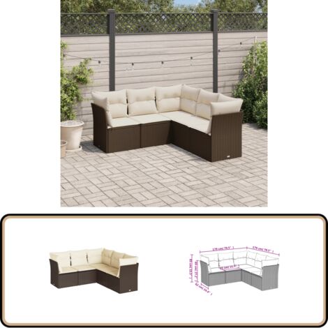 5-tlg. Garten-Sofagarnitur mit Kissen Braun Poly Rattan - Gartensorte - Gartenmöbelset - Outdoor Möbel - Lounge Set - Rattan Sofa