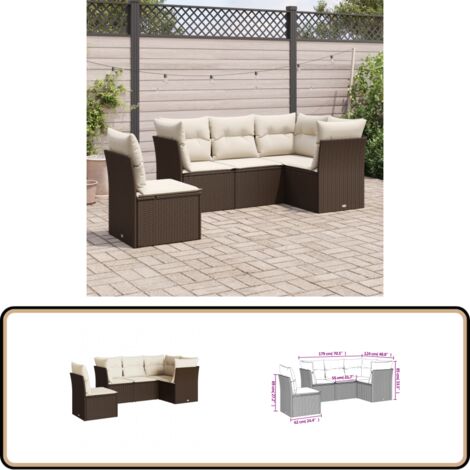 5-tlg. Garten-Sofagarnitur mit Kissen Braun Poly Rattan - Gartensorte - Outdoor Möbel - Lounge Set - Gartenlounge - Rattan Sofa