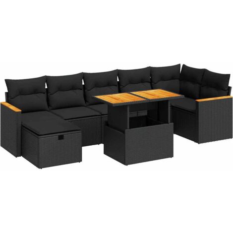 5-tlg. Garten-Sofagarnitur mit Kissen Schwarz Poly Rattan vidaXL