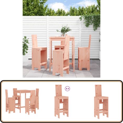 5-tlg. Gartenbar-Set Massivholz Douglasie - Gartentisch - Barhocker - Gartenmöbel - Outdoor Möbel - Holzmöbel