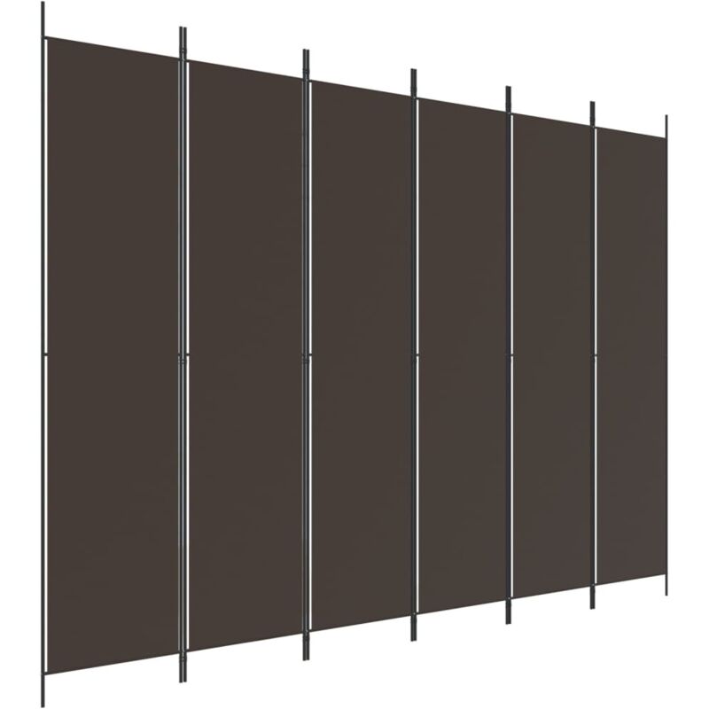 6-tlg. Paravent Braun 300x220 Cm Stoff Vidaxl