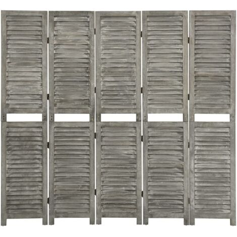 5-tlg. Raumteiler Grau 179x166 cm Massivholz vidaXL