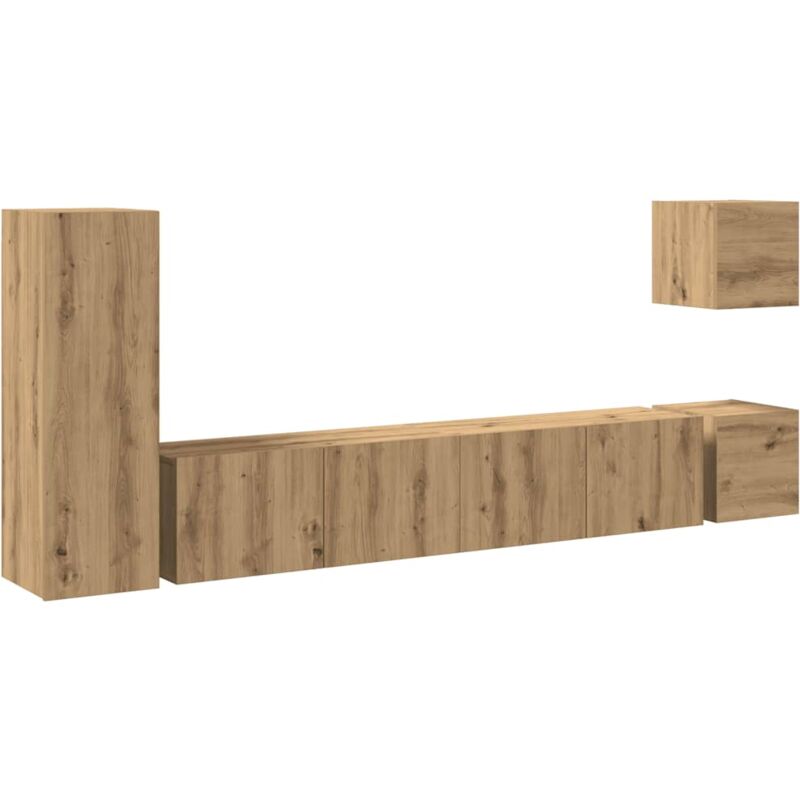 Vidaxl - 5-tlg. Tv-schrank-set Wandmontage Artisan-eiche Holzwerkstoff