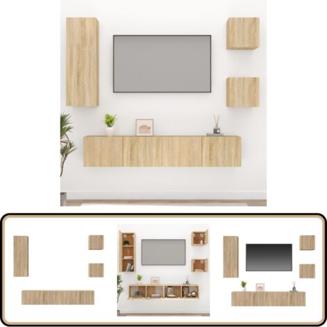 5-tlg. TV-Schrank-Set Sonoma-Eiche Holzwerkstoff - TV-Stand - Fernsehtisch - Holzwerkstoff Möbel - Wohnzimmer Dekoration - Regal