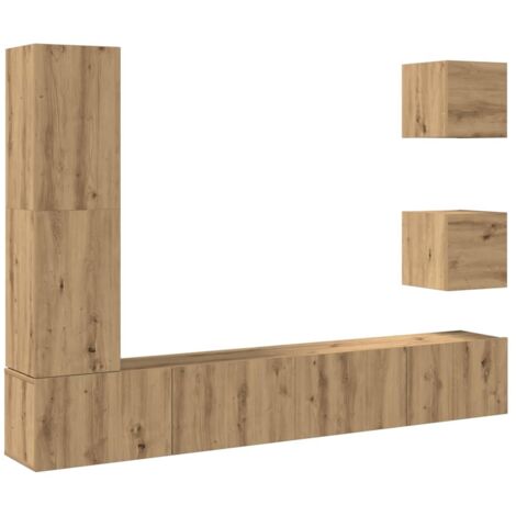 5-tlg. TV-Schrank-Set Wandmontage Artisan-Eiche Holzwerkstoff vidaXL