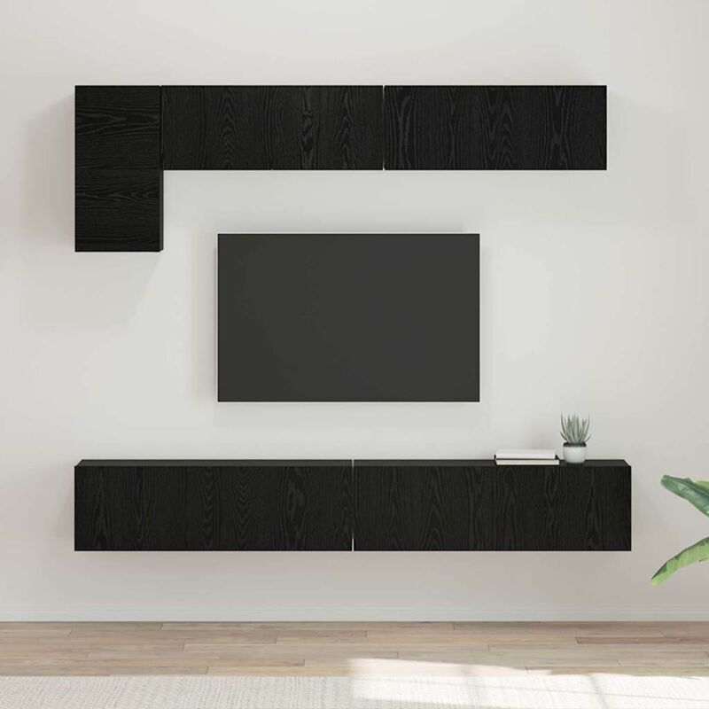 Vidaxl - Tv-schrank-set Wandmontiert 5 Pcs Schwarze Eiche