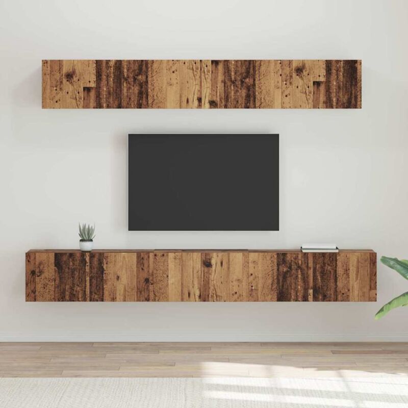 Vidaxl - Tv-schrank Set Wandmontiert 5 Pcs Altholz Mittel Holzwerkstoff