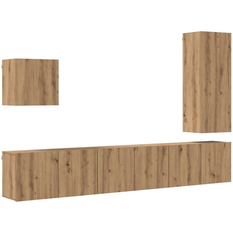 Tv-wandmöbel Wandmontiert 5 Pcs Artisan-eiche Holzwerkstoff Vidaxl