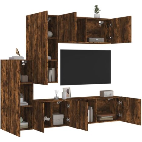 5-tlg. Wohnwand Räuchereiche Holzwerkstoff vidaXL75208