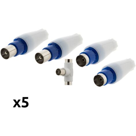 5 tomas de TV, 2 macho, 2 hembra, 1 te de derivación, diámetro 9,52 mm.