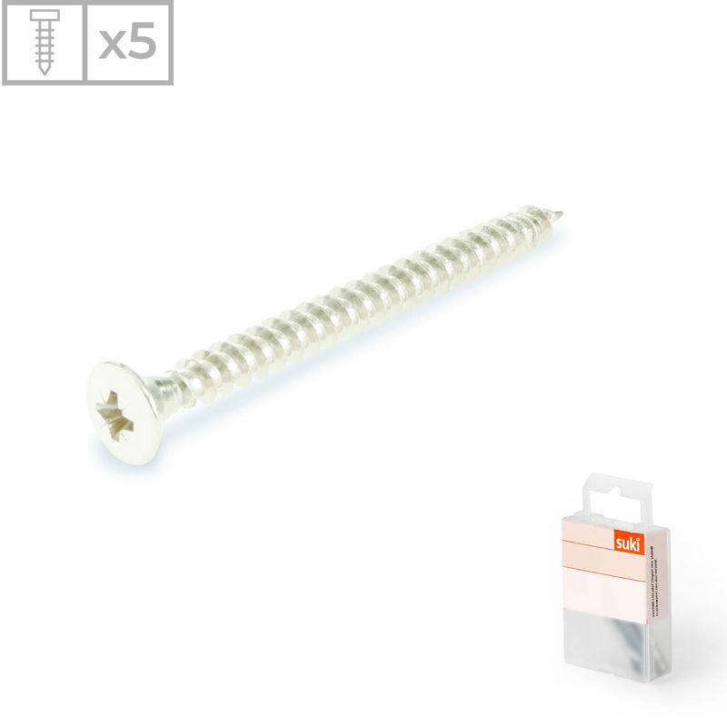 

Suki - Pack 5 Tornillos para Madera con Gota de Sebo | Fabricados en Acero Niquelado | Medidas: 5,0x50mm