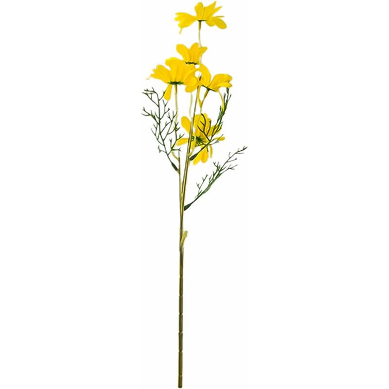 5 Têtes en Soie Artificielle Artificielle Marguerite Fleur Faux Plante Famille Décoration De Mariage Jaune GROOFOO