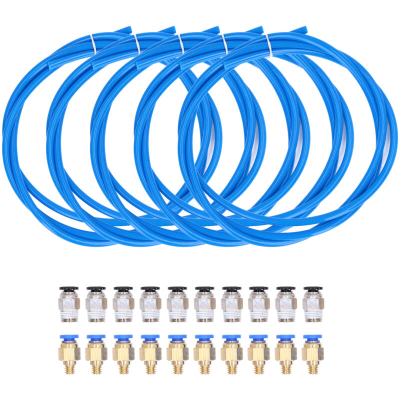 5 tubes ptfe de 1 mètre + 20 connecteurs pneumatiques pour imprimante 3D, filament 1.75mm