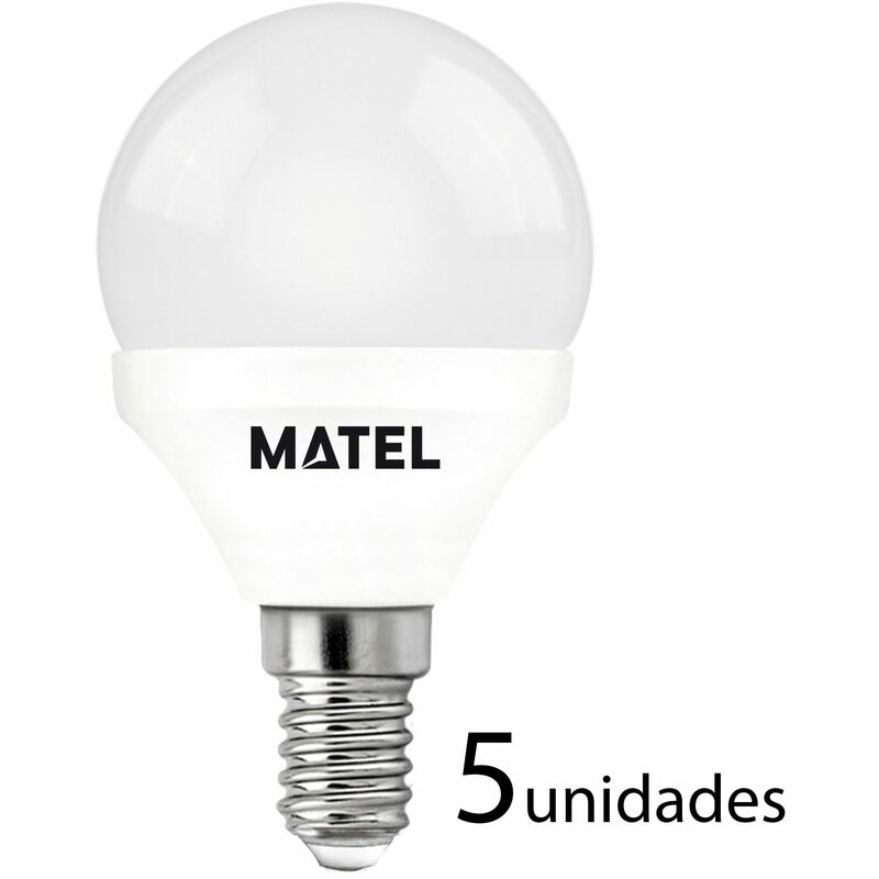 

5 unidades bombilla LED esférica E14 4w cálida 350lm