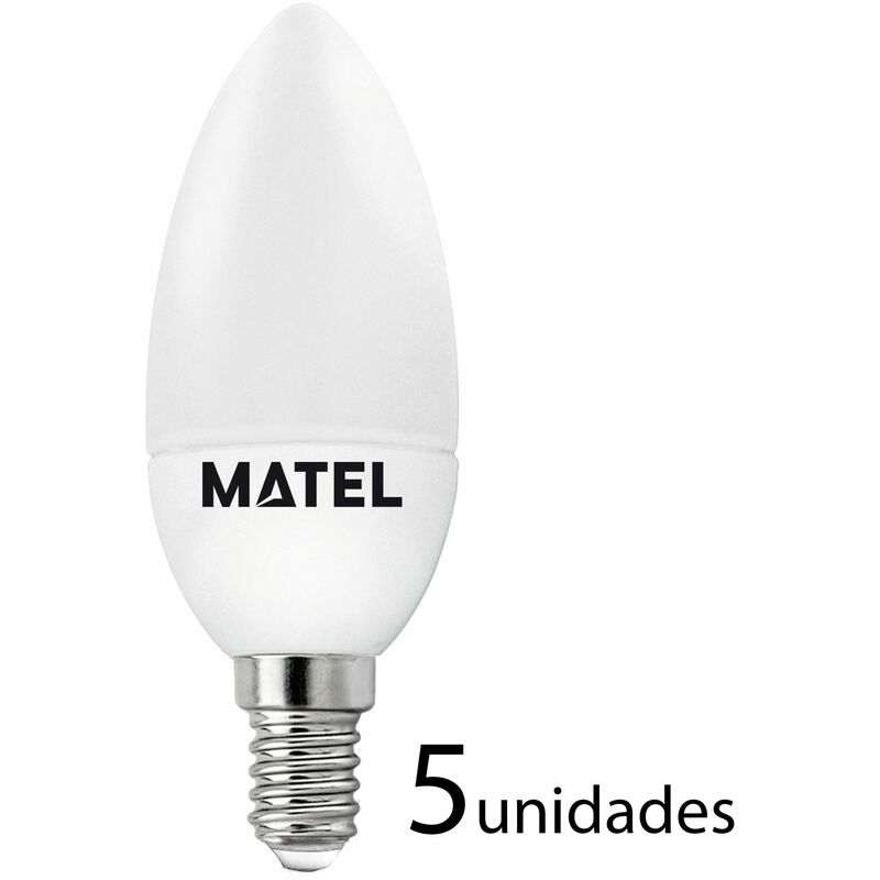 

5 unidades bombilla LED vela E14 3w cálida 250lm