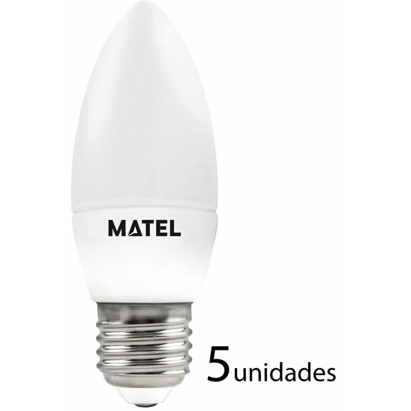 

5 unidades bombilla LED vela regulable E27 7w cálida 650lm