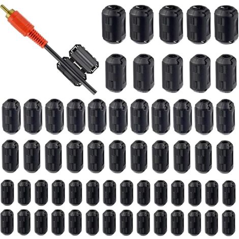 5 Valeurs 60Pcs Noir Clip-on Ferrite Anneau Noyau RFI EMI Suppresseur de Bruit Clip de Câble pour 3mm 5mm 7mm 9mm 13mm Diamètre Câble