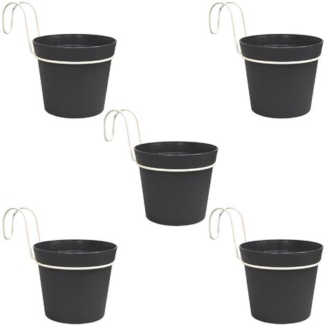 5 vasi cilindrici Ø 12 cm con ganci, polipropilene