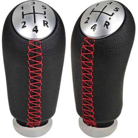 5 Vitesses Manuel Pommeau de Vitesse Cuir Universel pour Renault Megane 2 Clio 3 Scenic 2 Kangoo Boite Levier Voiture,Coutures Rouge