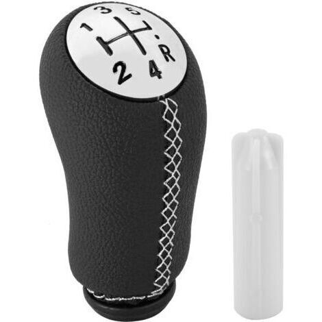 5 Vitesses Pommeau de Levier de Vitesse Cuir Compatible Pour Renault Clio iii 2005-2009 (Blanc)