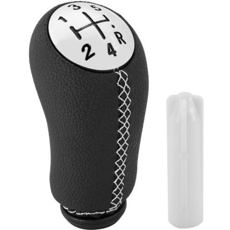 5 Vitesses Pommeau de Levier de Vitesse Cuir Compatible Pour Renault Clio iii 2005-2009 (Blanc)