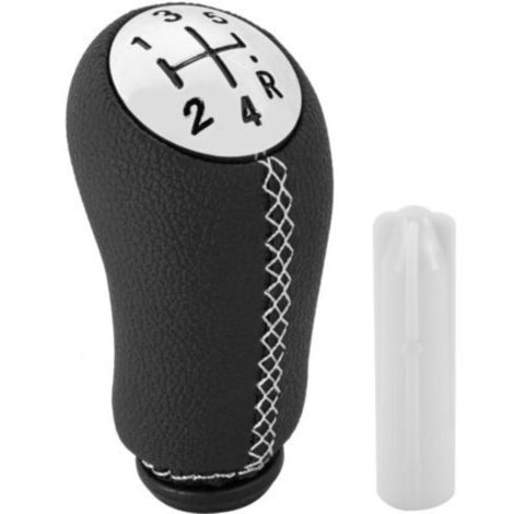 5 Vitesses Pommeau de Levier de Vitesse Cuir Compatible Pour Renault Clio iii 2005-2009 (Blanc)